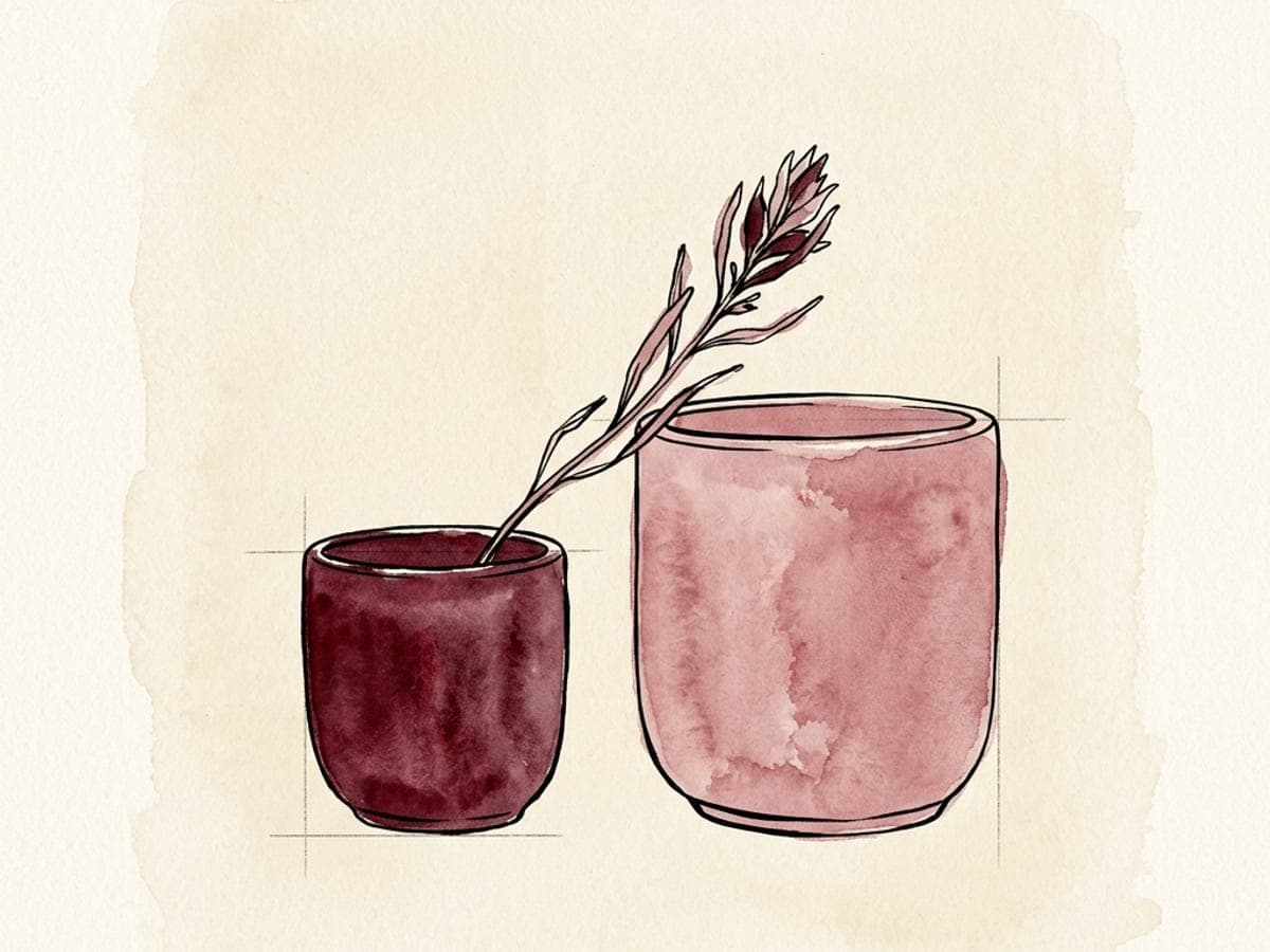 Hand-drawn editorial infographic of three nested arcs in merlot ink on cream paper, each arc labeled in italic — value, evidence, direction — the structure of an affirmation that holds.