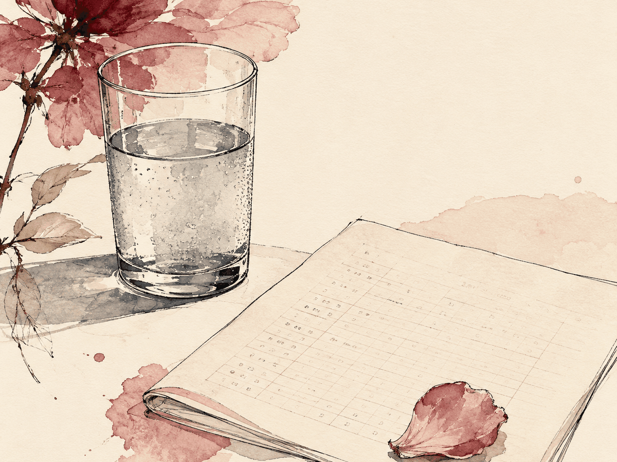 Two soft watercolor labels, 'anxious' and 'excited', divided by a single hand-drawn merlot line — the reappraisal shift research shows the body can make.