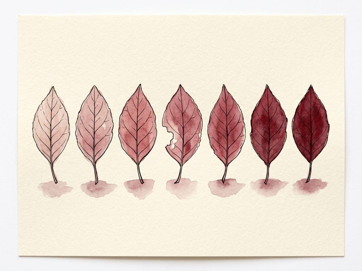 Hand-drawn editorial diagram of two paths on cream paper, one path marked by small rising and falling ink dashes and the other by a single steady merlot line, labeled in a soft italic hand.