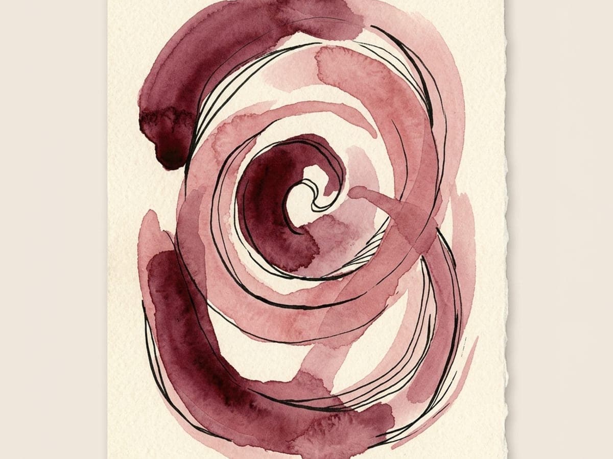 A hand-drawn editorial gradient from a tightly closed bud to a half-open bloom, in merlot ink on cream paper, representing declarative versus conditional phrasing.