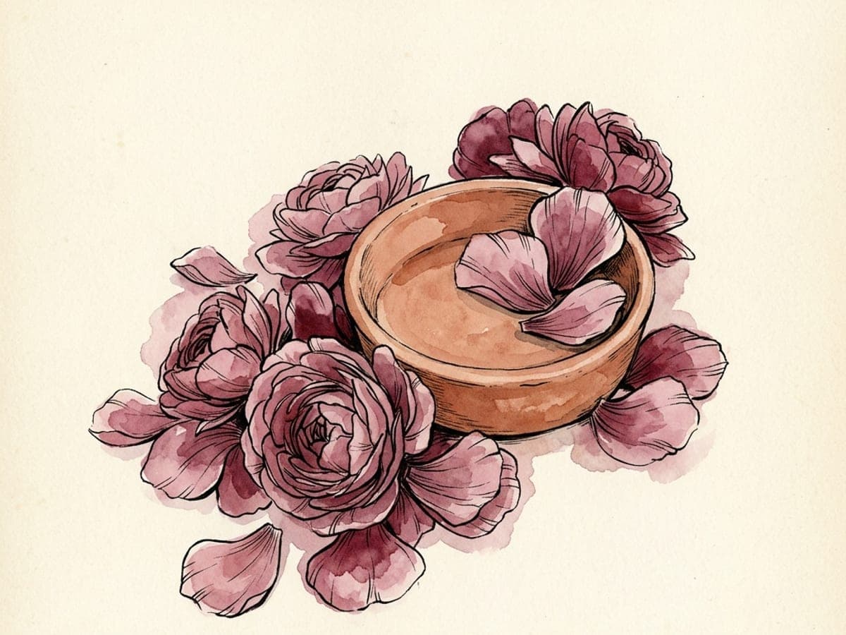 A hand-drawn circular diagram in merlot ink on cream paper showing a restrict-and-shame loop broken by a single soft watercolor gap, illustrating how self-talk interrupts a cycle rather than replacing it.
