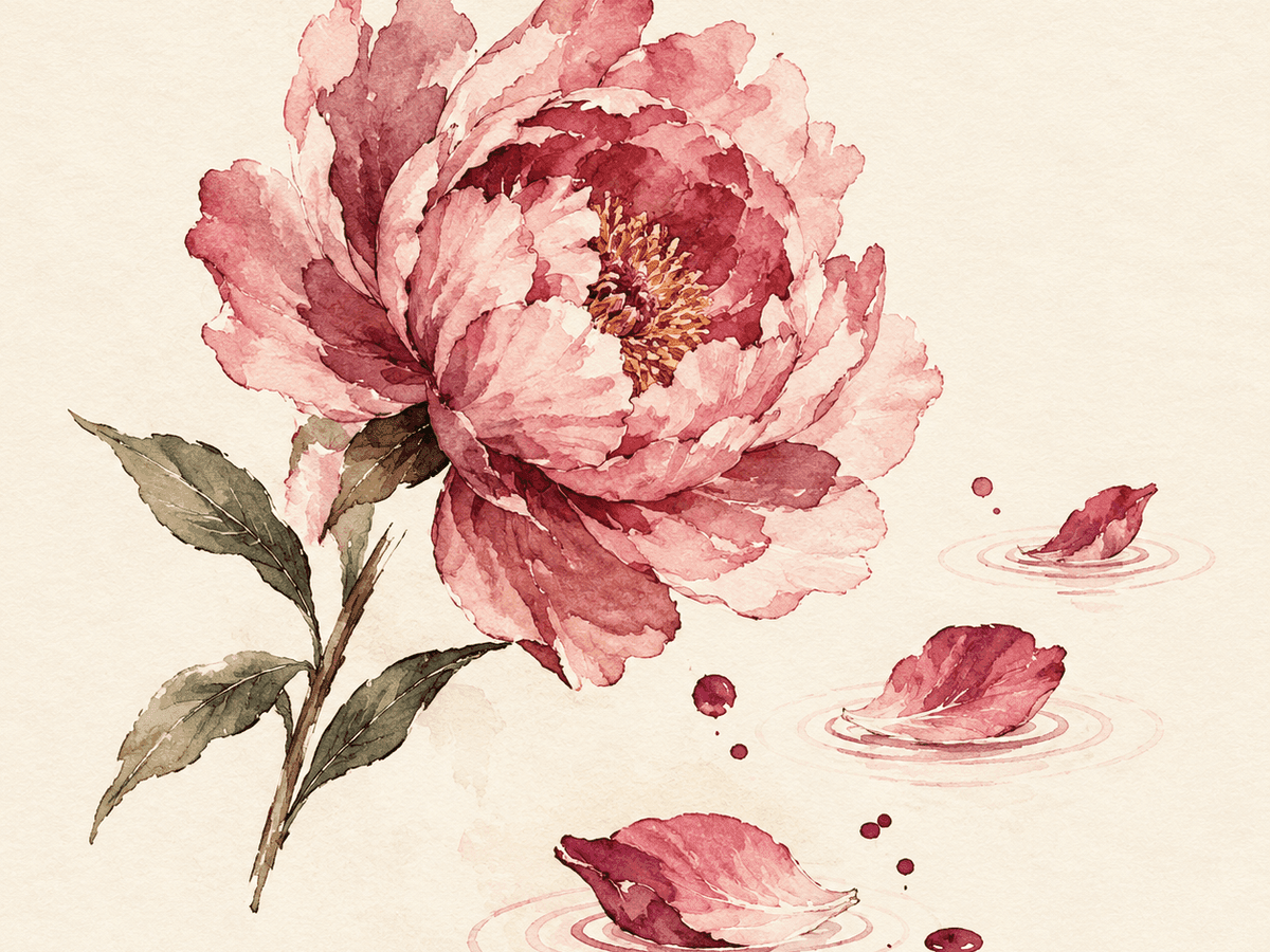 Two watercolor strokes on cream paper — one a sharp, confident merlot line, the other a soft, fading rose wash — the difference between a sentence said and a sentence merely thought.