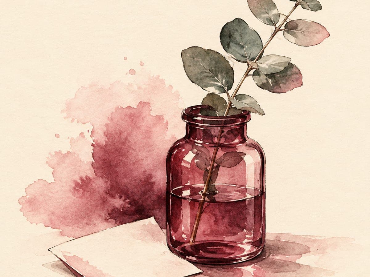 Hand-drawn editorial infographic of three nested circles labeled in the margins with I, you, and a name, drawn in merlot ink on cream paper — distance from the self changing how a sentence lands.